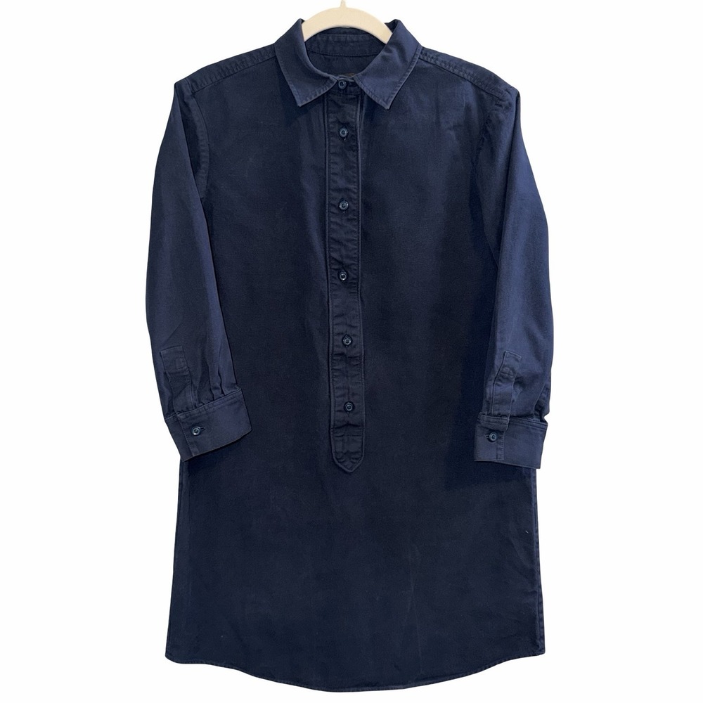 A.P.C. Dark Navy Long Sleeve Shirt Dress Size M. Cotton. Midi. Paris